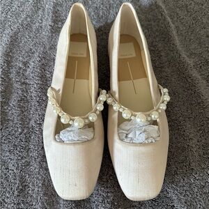 Dolce Vita Cream Flats with Pearl Accent